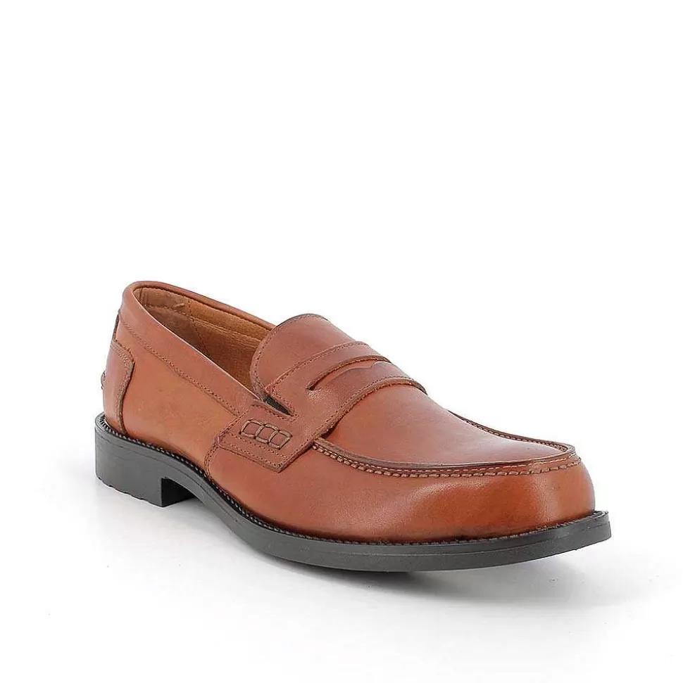 Cognac Men'S Leather Loafers-Igi&Co Online