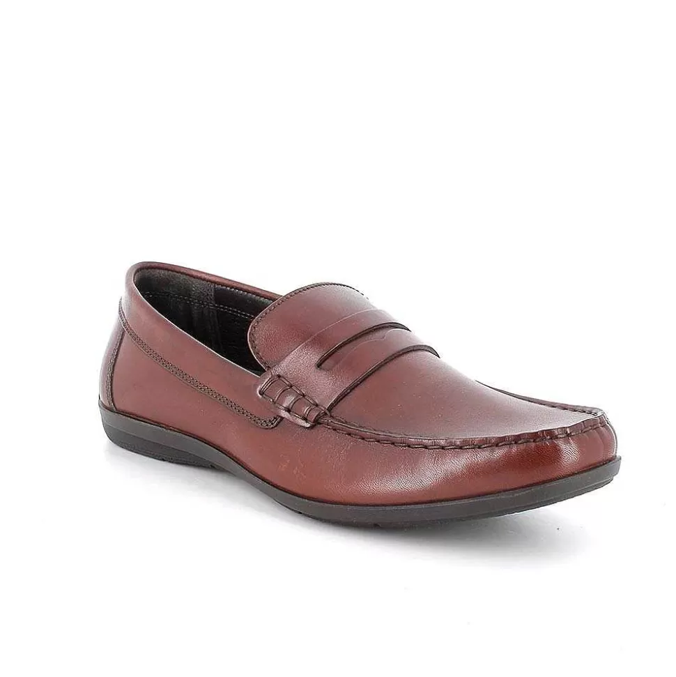 Cognac Men'S Leather Loafers-Igi&Co Online