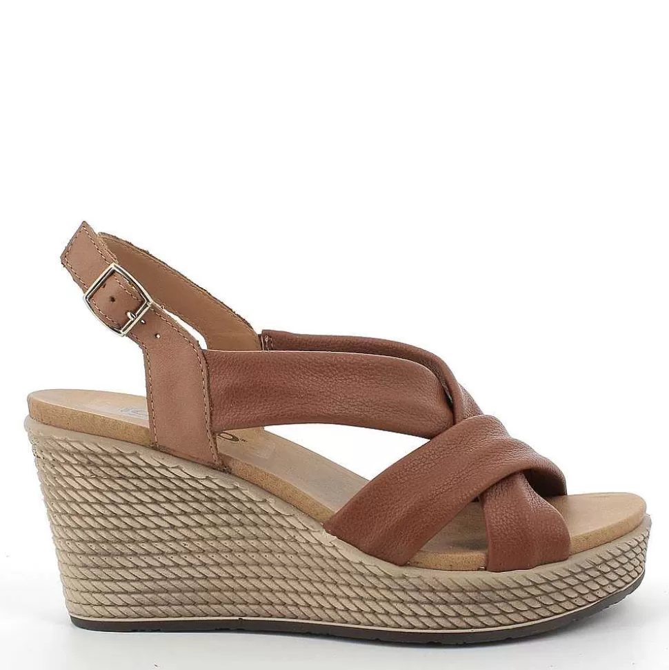 Cognac Women'S Wedge Sandal-Igi&Co New