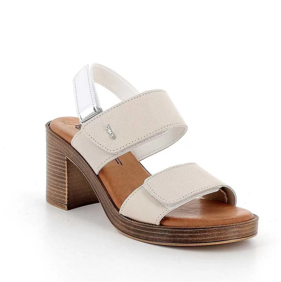 Cream Women'S Leather Heeled Sandals-Igi&Co Flash Sale