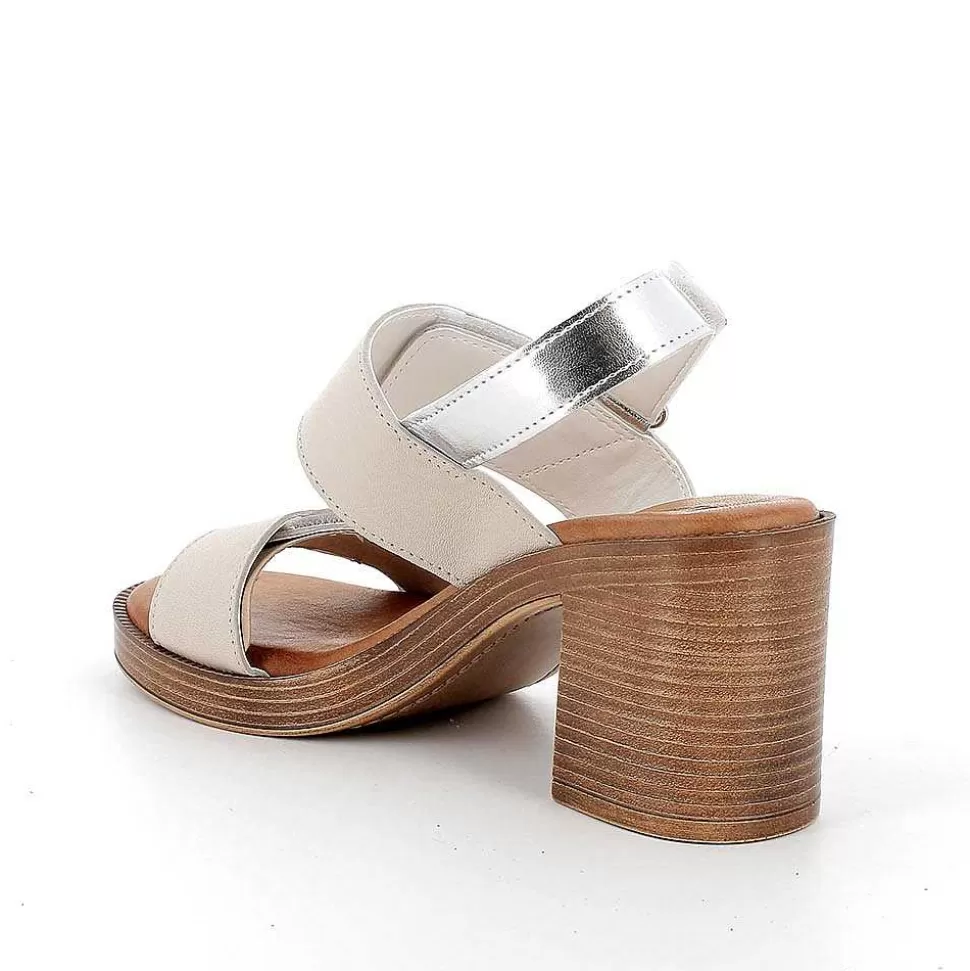 Cream Women'S Leather Heeled Sandals-Igi&Co Flash Sale