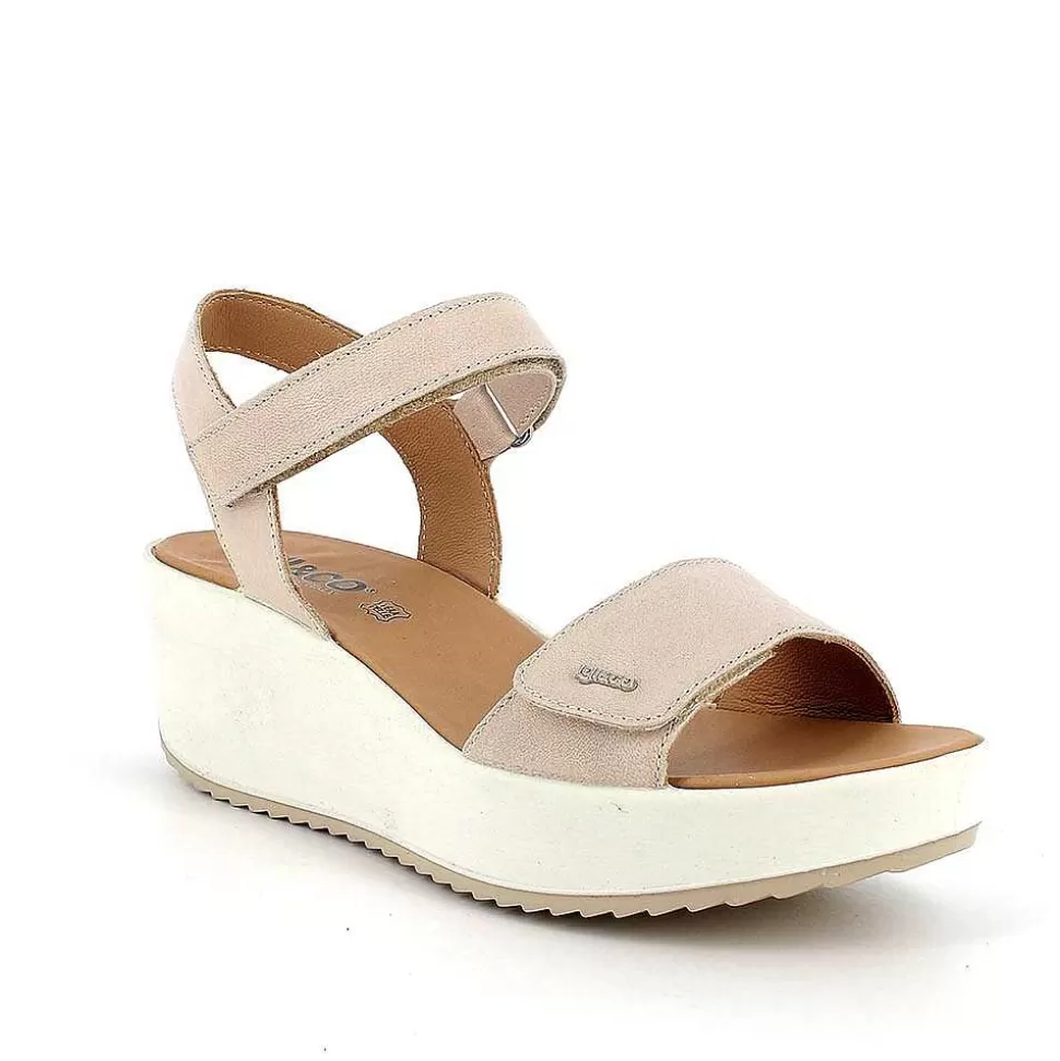 Cream Women'S Leather Wedge Sandals-Igi&Co Shop