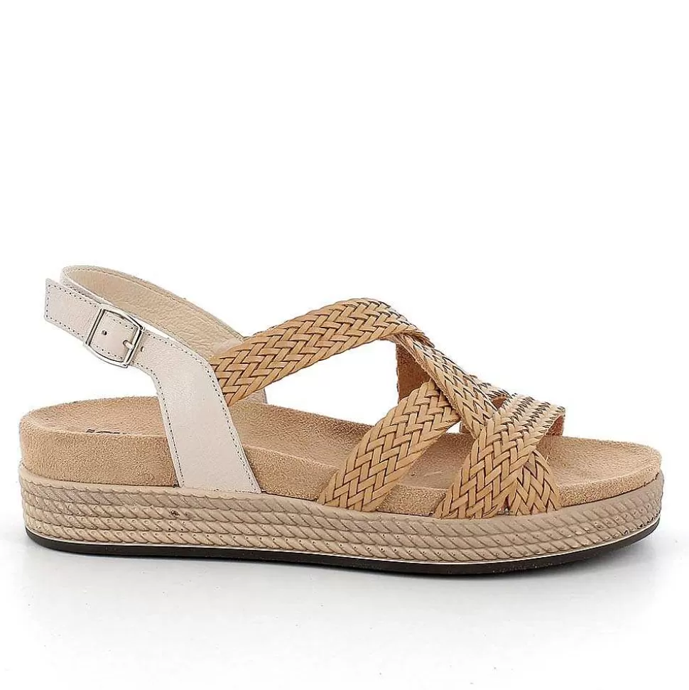 Cream-Leather Women'S Leather Sandals-Igi&Co Cheap