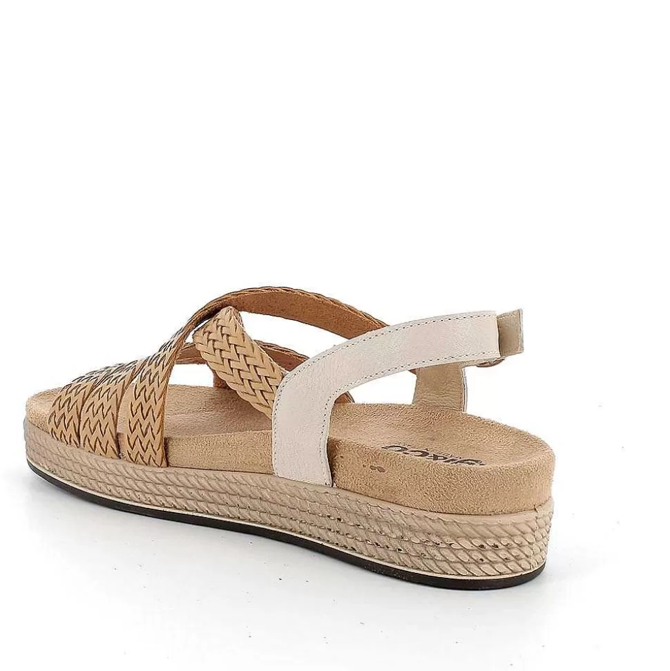 Cream-Leather Women'S Leather Sandals-Igi&Co Cheap