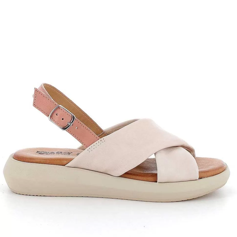 Cream-Powder Women'S Leather Sandals-Igi&Co Clearance