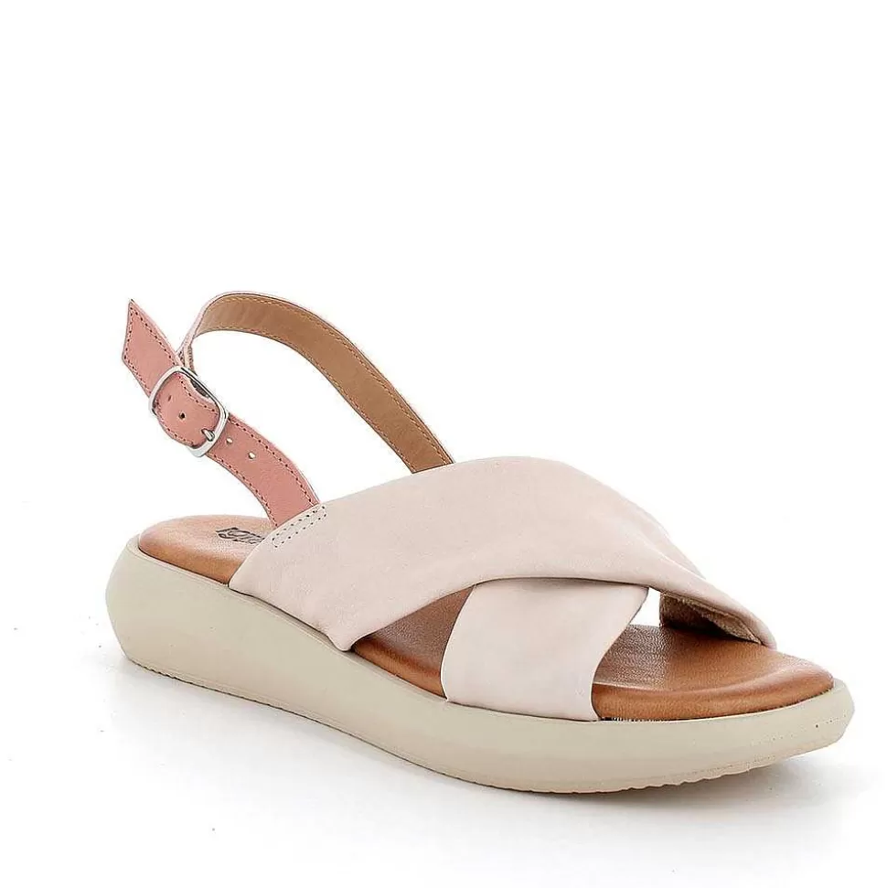 Cream-Powder Women'S Leather Sandals-Igi&Co Clearance