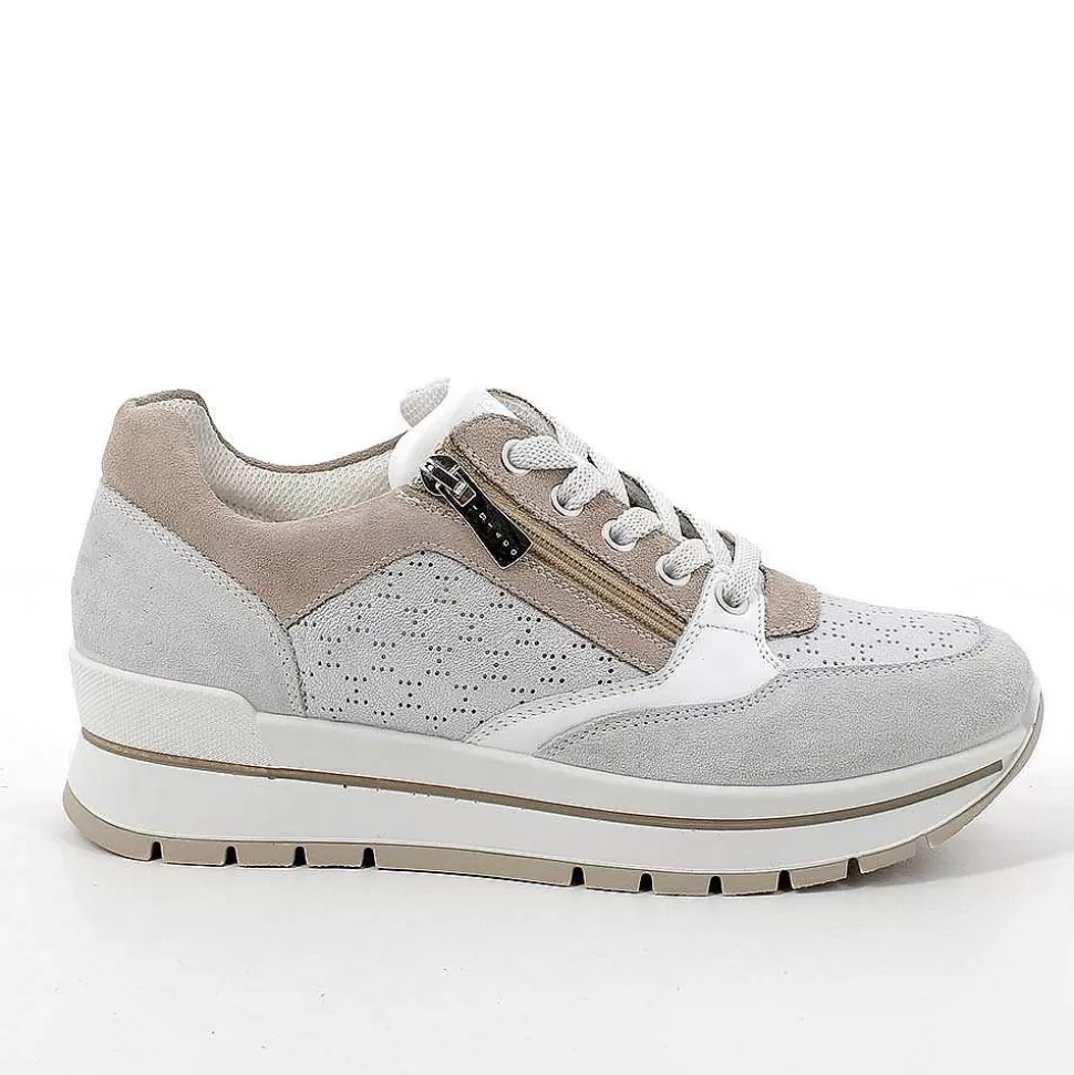 Crystal-Silver Women'S Leather Sneakers-Igi&Co Online