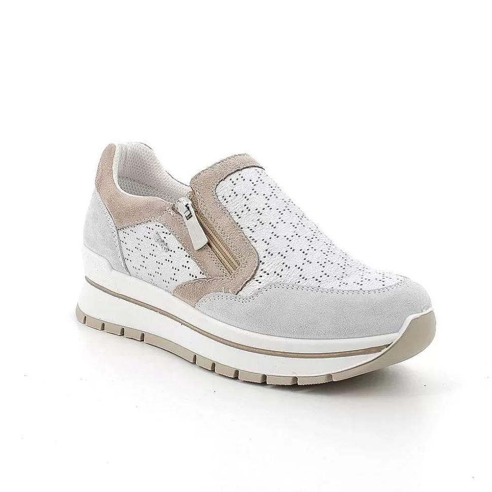 Crystal-Silver Women'S Leather Sneakers-Igi&Co Shop