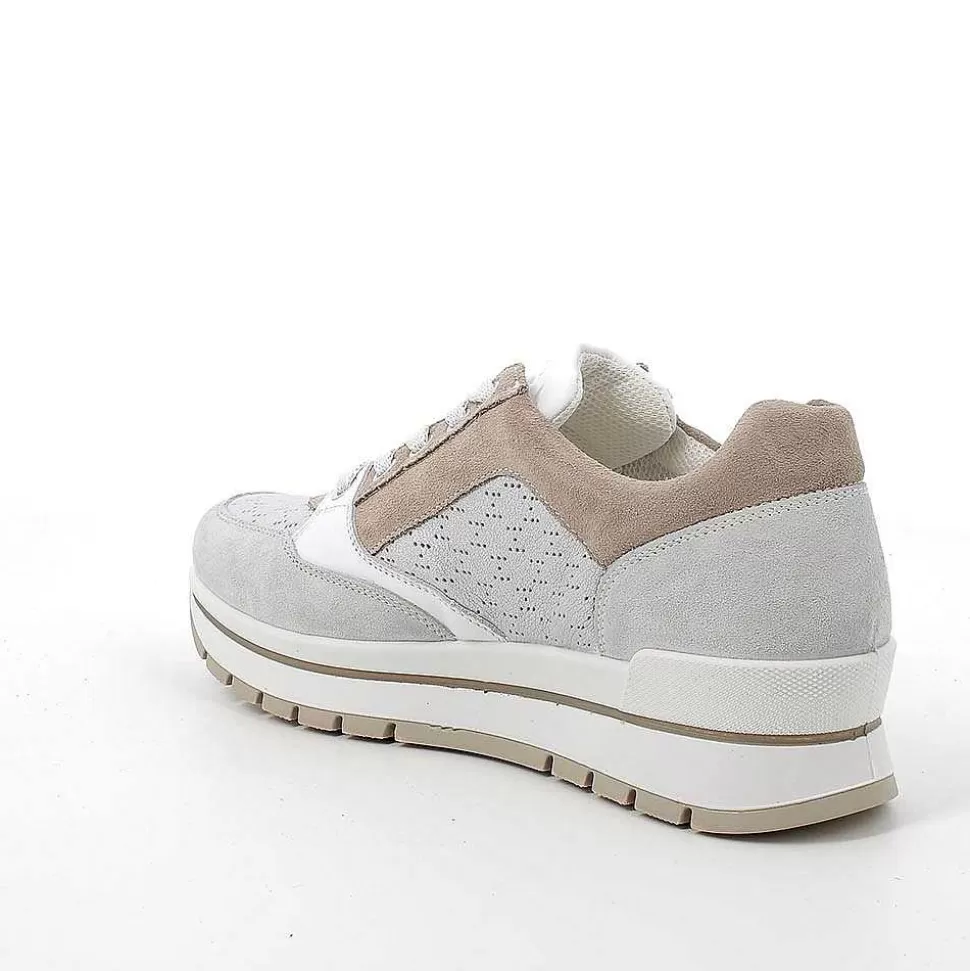 Crystal-Silver Women'S Leather Sneakers-Igi&Co Online