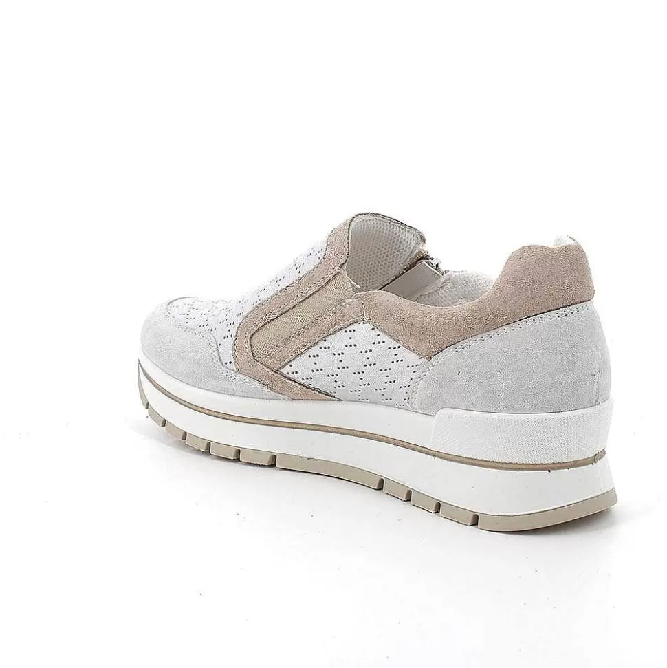 Crystal-Silver Women'S Leather Sneakers-Igi&Co Shop