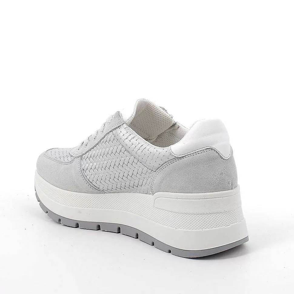 Crystal-Silver Women'S Leather Wedge Sneakers-Igi&Co Fashion