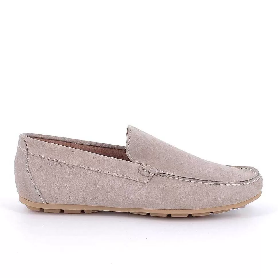 Dark Beige Men'S Leather Loafers-Igi&Co Sale