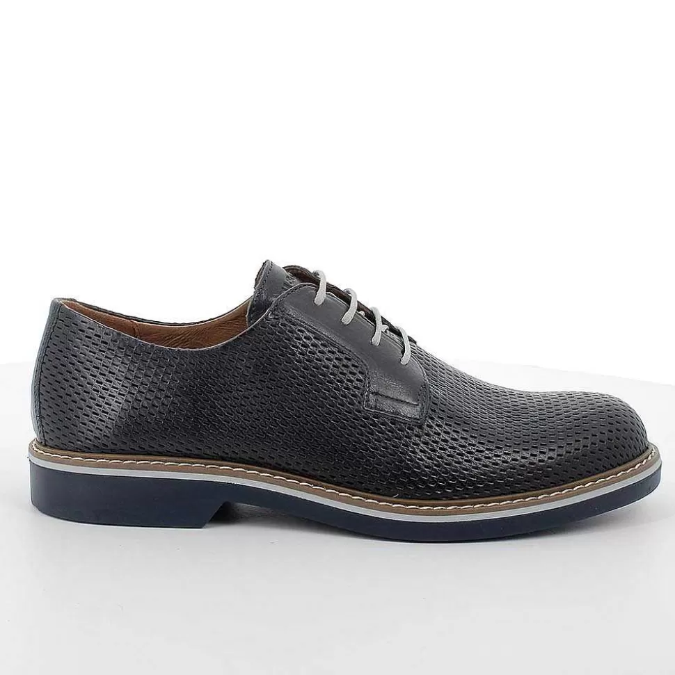 Dark Blue Men'S Leather Lace-Ups-Igi&Co Flash Sale