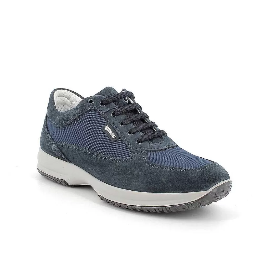 Dark Blue Men'S Sneakers-Igi&Co New