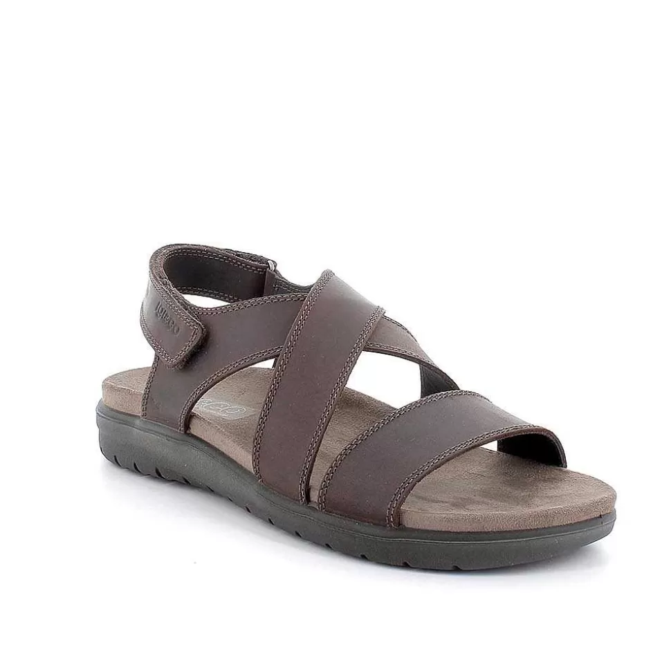 Dark Brown Men'S Leather Sandals-Igi&Co Store