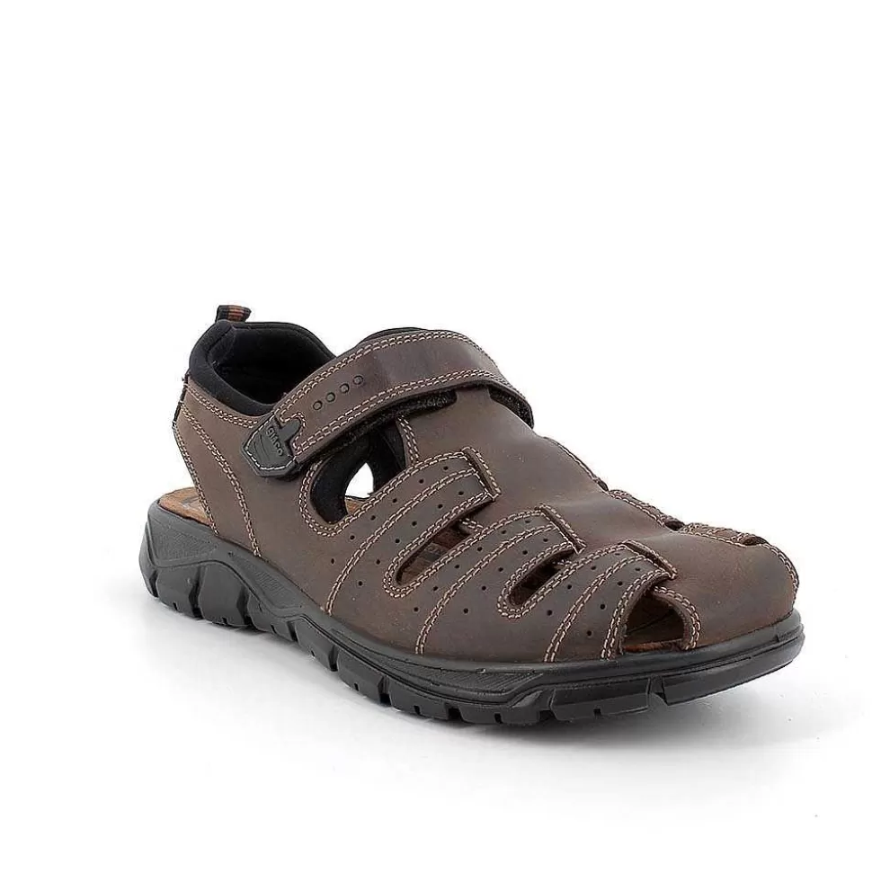 Dark Brown Men'S Leather Sandals-Igi&Co Hot