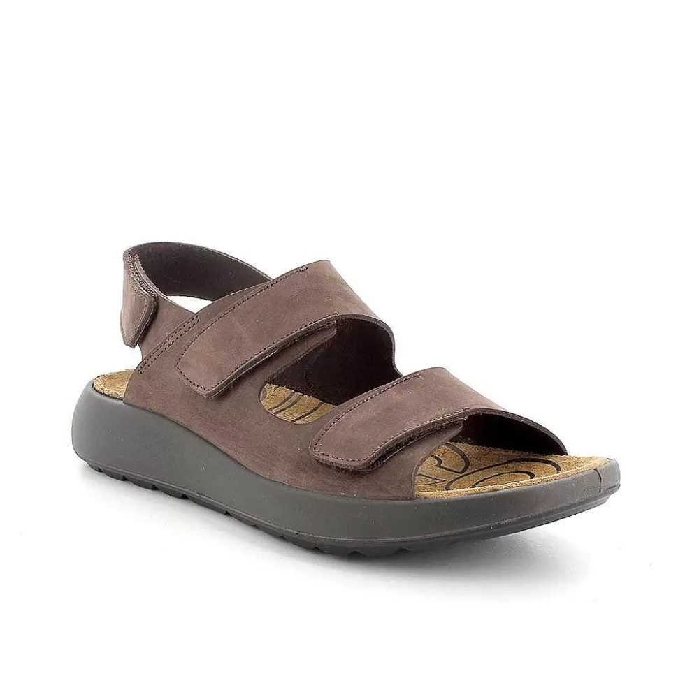 Dark Brown Men'S Leather Sandals-Igi&Co Hot