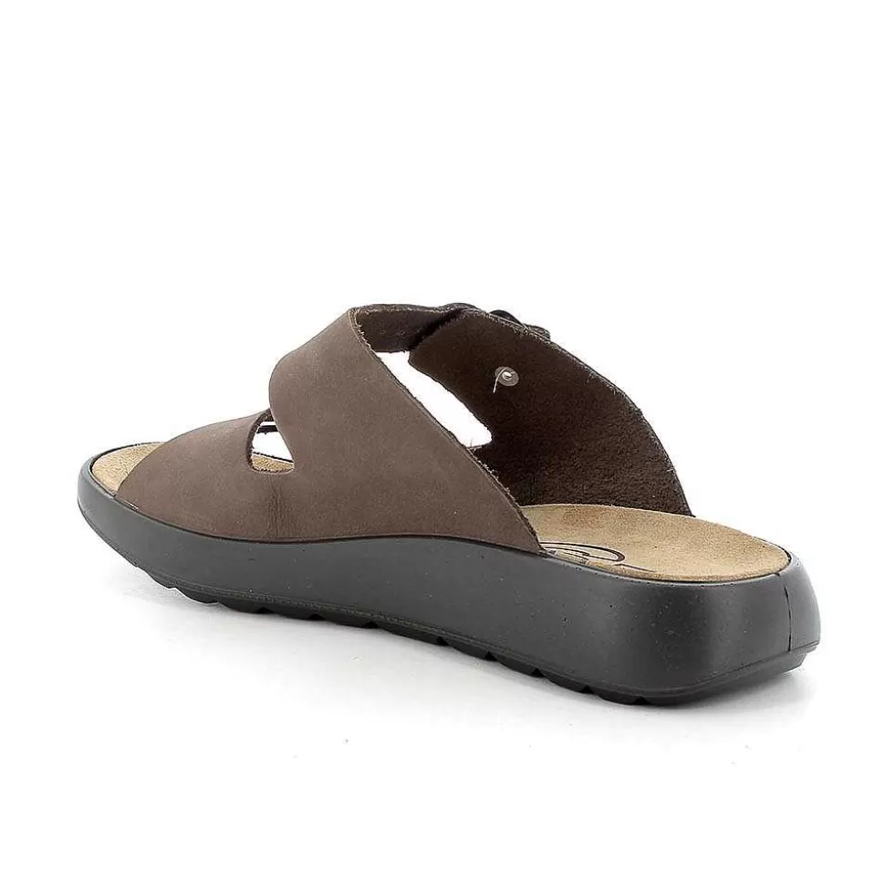 Dark Brown Men'S Leather Sandals-Igi&Co Sale