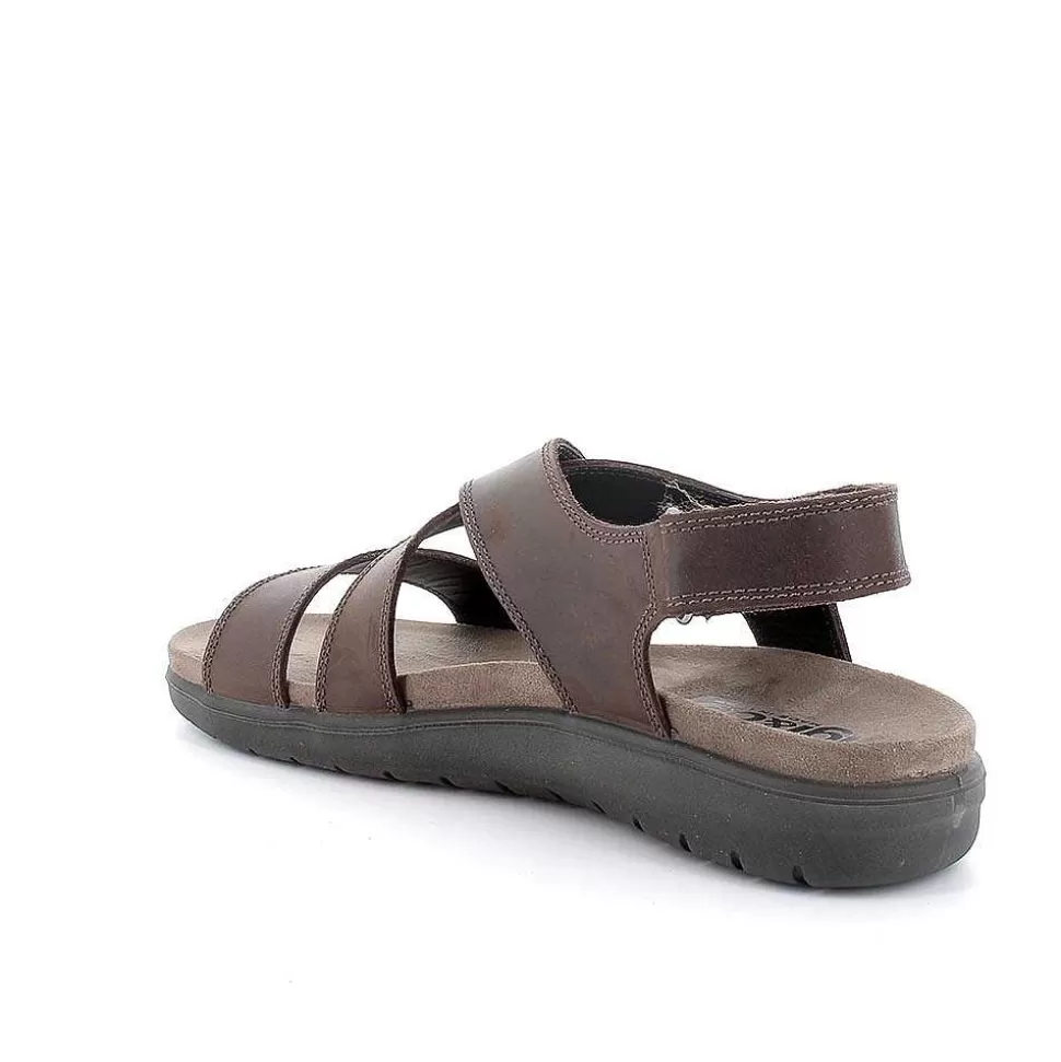 Dark Brown Men'S Leather Sandals-Igi&Co Store