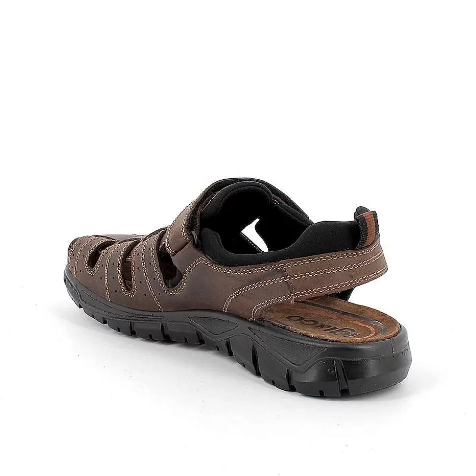 Dark Brown Men'S Leather Sandals-Igi&Co Hot