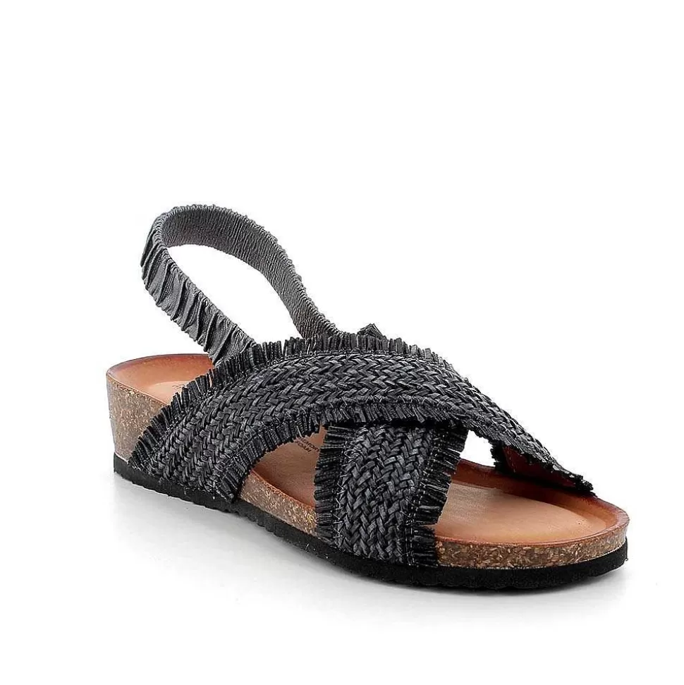 Dark Gray Women'S Leather Sandals-Igi&Co Clearance
