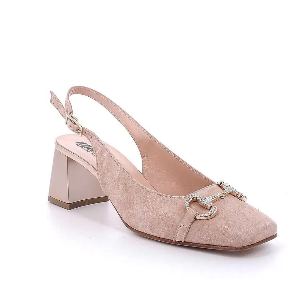 Decollete With Back Strap In Leather For Women Powder-Igi&Co Outlet