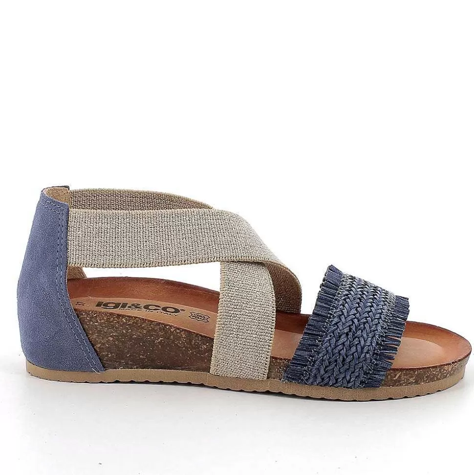 Denim Women'S Leather Sandals-Igi&Co Cheap