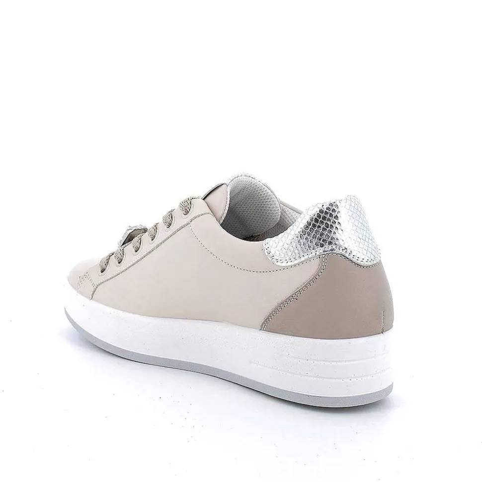 Ecru Women'S Leather Sneakers-Igi&Co Cheap