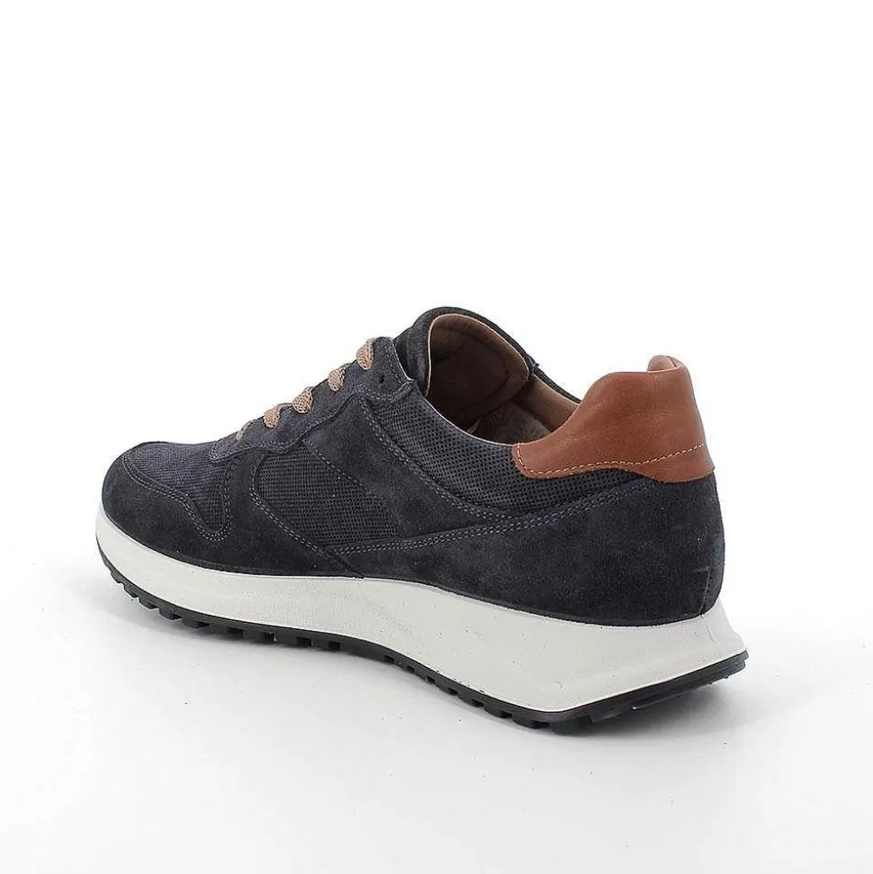 Gore-Tex Men'S Leather Sneakers Blue-Igi&Co Fashion