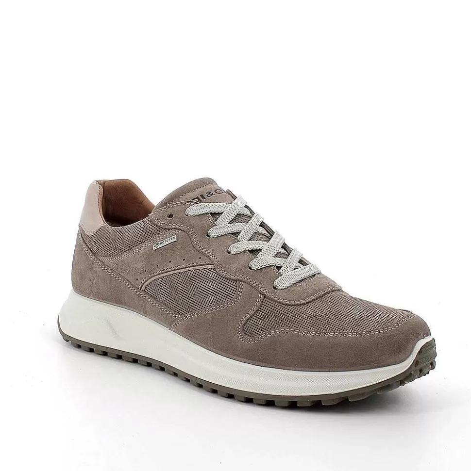 Gore-Tex Men'S Leather Sneakers Pewter-Igi&Co Best Sale