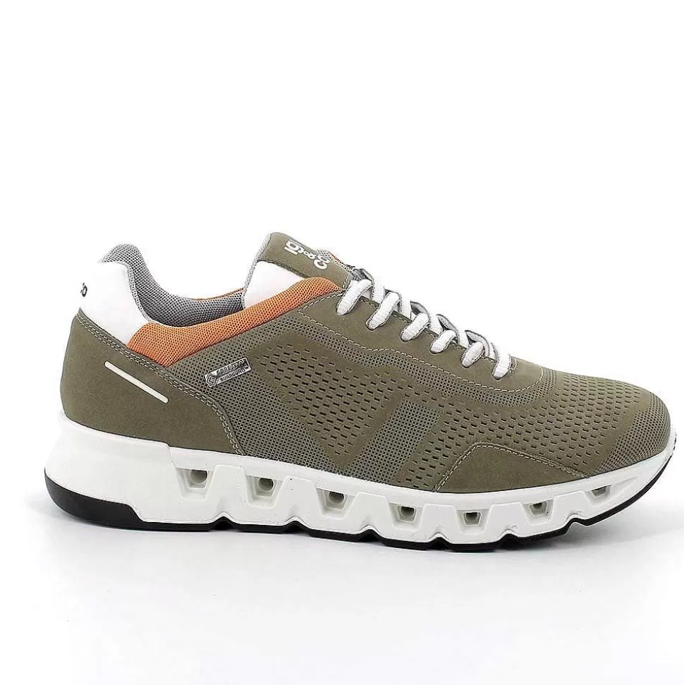 Gore-Tex Surround Leather Sneakers For Men In Military Green-Igi&Co Sale