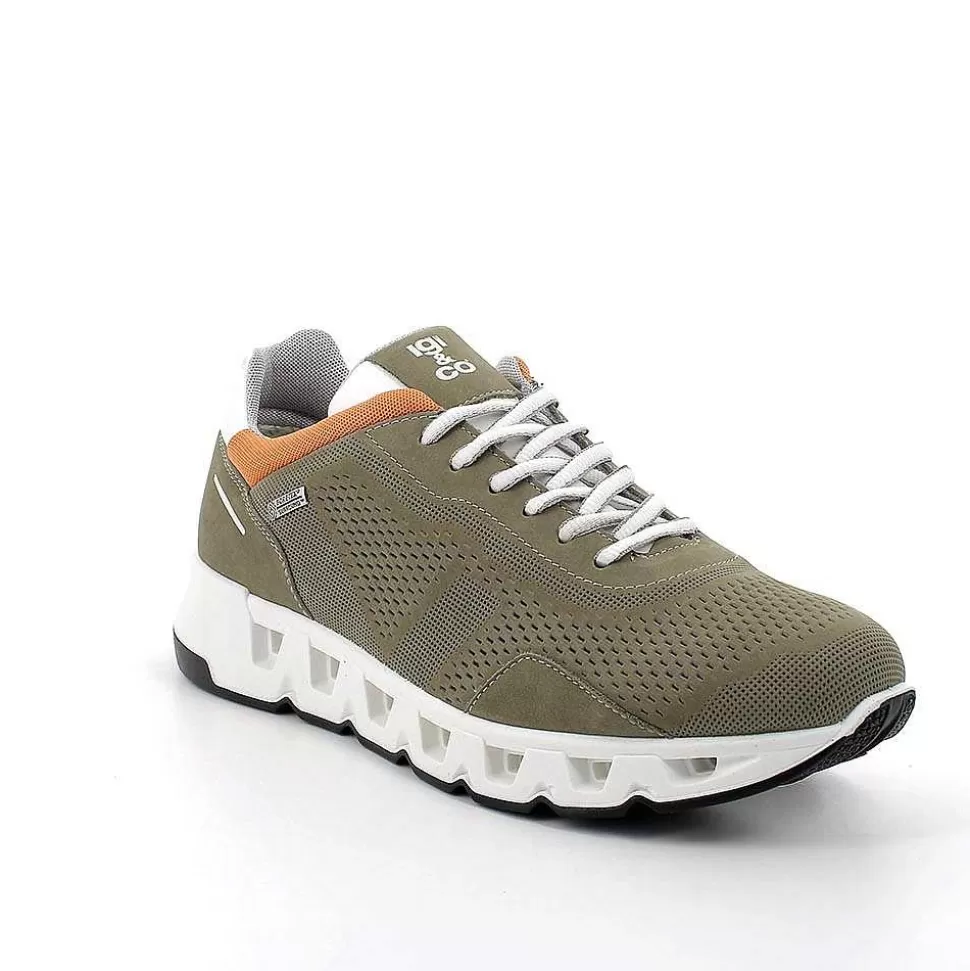 Gore-Tex Surround Leather Sneakers For Men In Military Green-Igi&Co Sale
