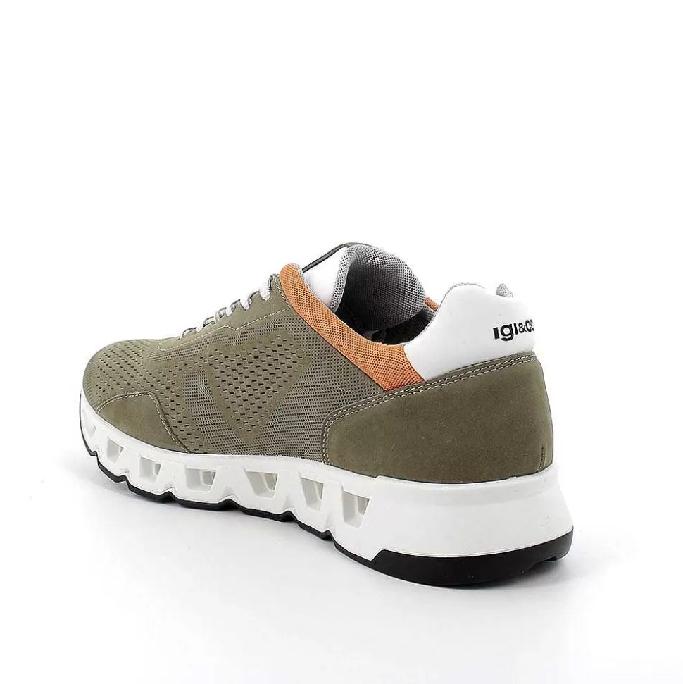 Gore-Tex Surround Leather Sneakers For Men In Military Green-Igi&Co Sale