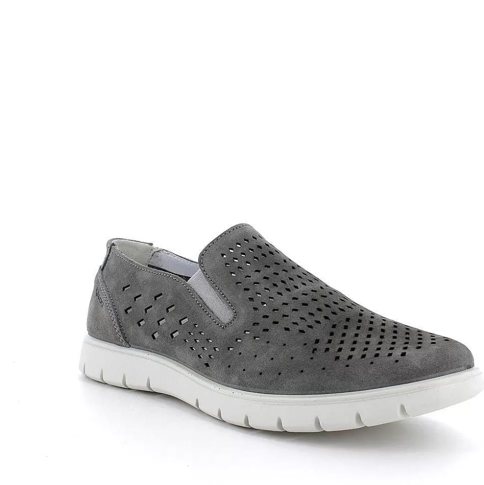 Gray Men'S Leather Slip On-Igi&Co Hot