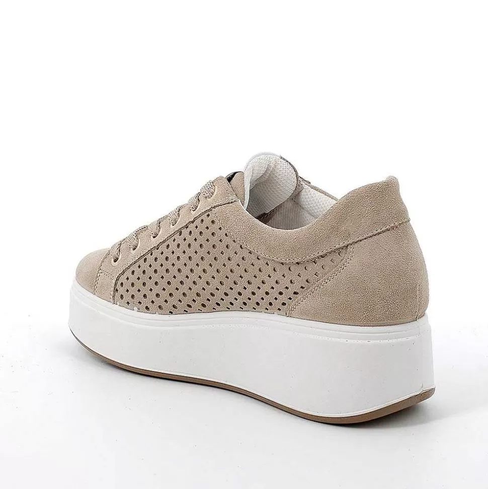 Ivory Women'S Leather Wedge Sneakers-Igi&Co Cheap