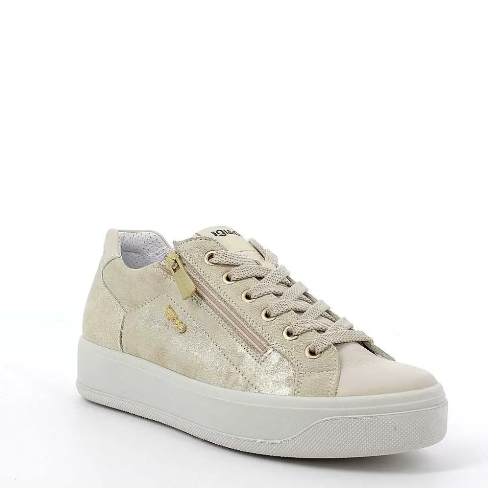 Light Beige-Platinum Women'S Leather Sneaker-Igi&Co Cheap