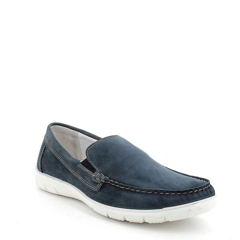 Light Blue Men'S Leather Moccasin-Igi&Co Hot