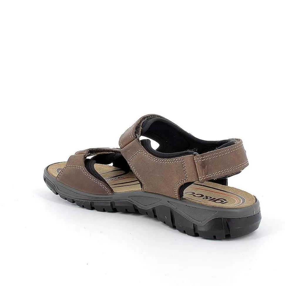 Light Mud Men'S Leather Sandals-Igi&Co Cheap