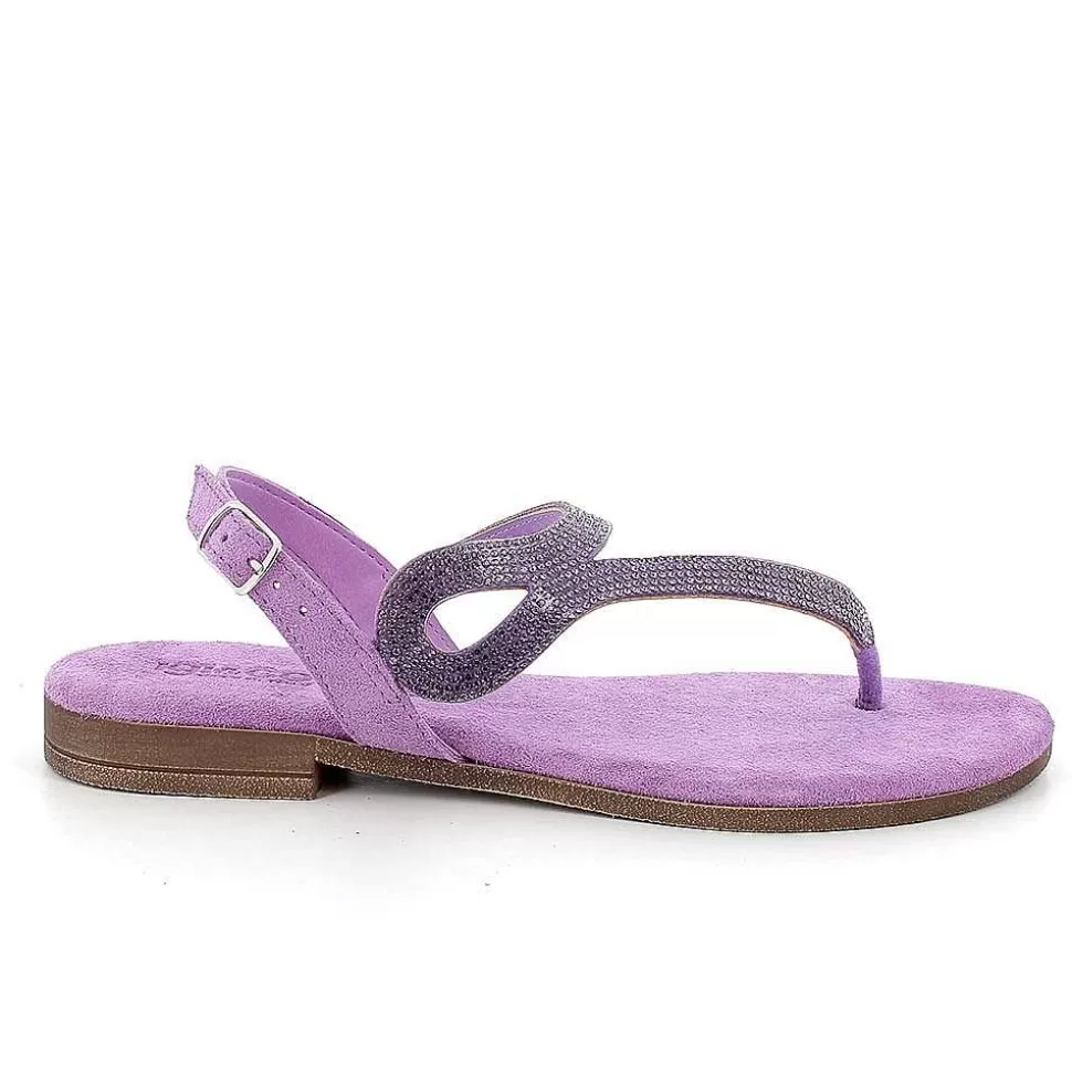 Lilac Women'S Leather Flip Flop Sandals-Igi&Co Cheap