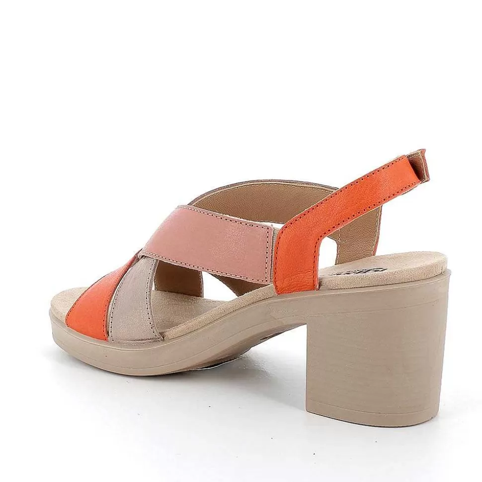 Mango-Pink Women'S Leather Heeled Sandals-Igi&Co Online