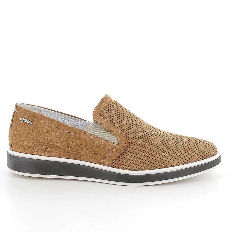 Men'S Leather Slip On Tan-Igi&Co Online