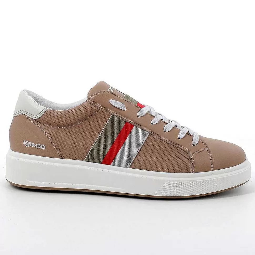 Men'S Leather Sneakers Taupe-Ice-Igi&Co Flash Sale