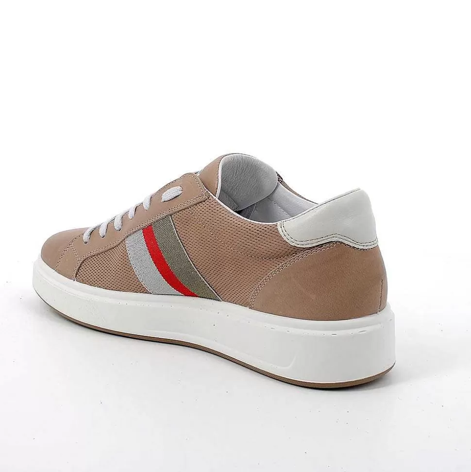Men'S Leather Sneakers Taupe-Ice-Igi&Co Flash Sale
