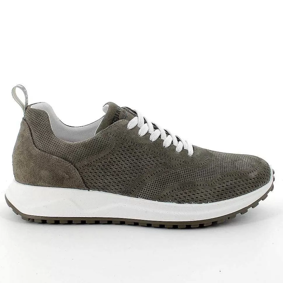 Military Green Men'S Leather Sneakers-Igi&Co Cheap