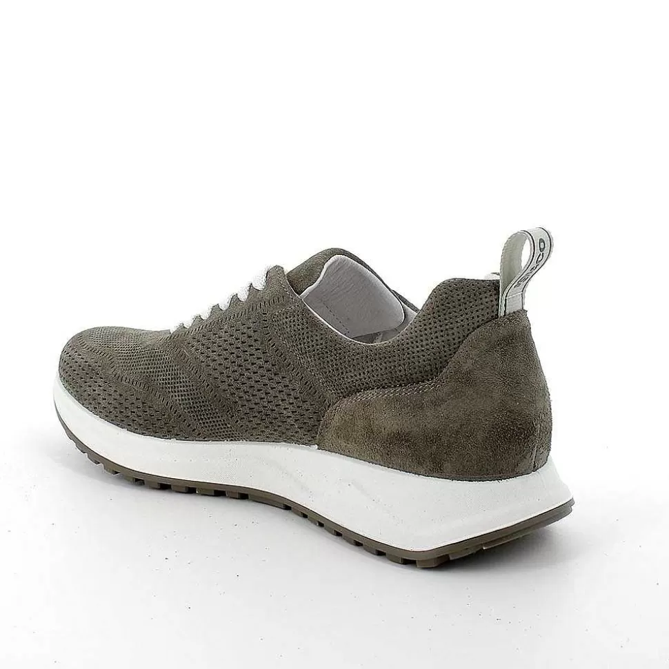 Military Green Men'S Leather Sneakers-Igi&Co Cheap