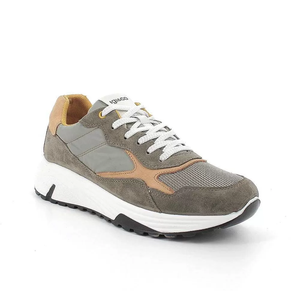 Military Green Men'S Sneakers-Igi&Co Discount
