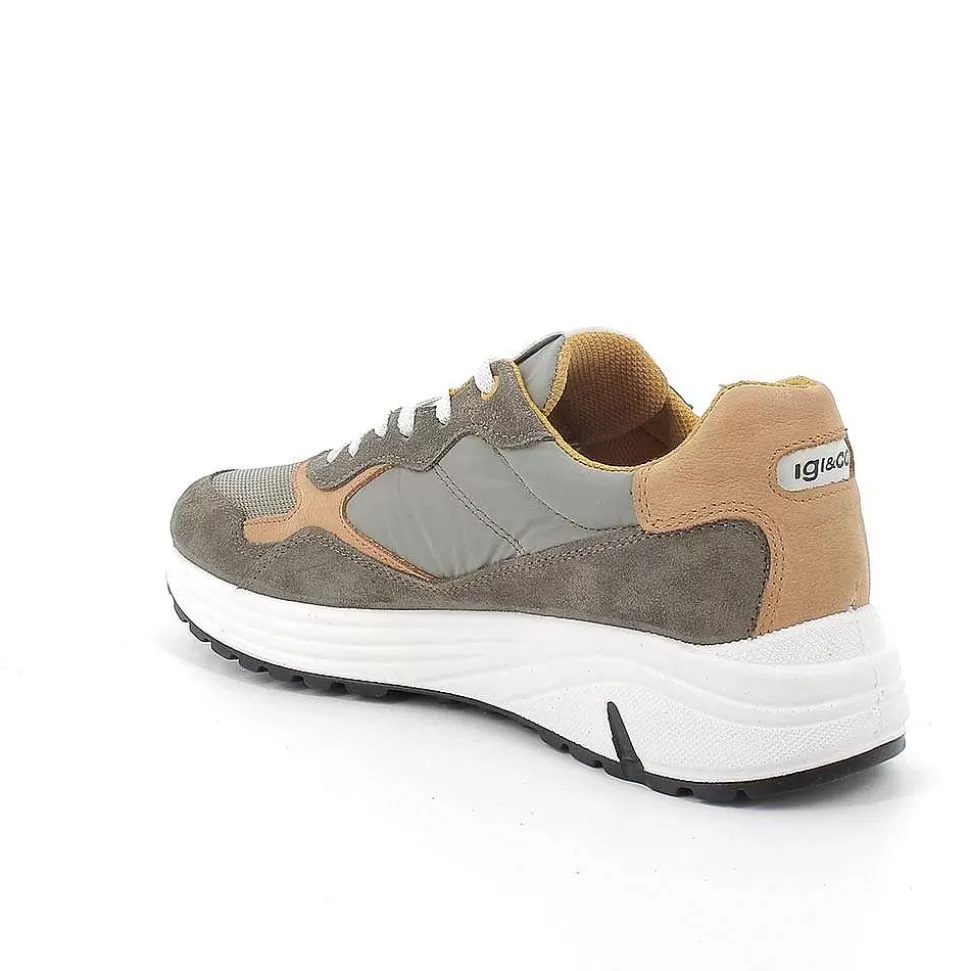 Military Green Men'S Sneakers-Igi&Co Discount