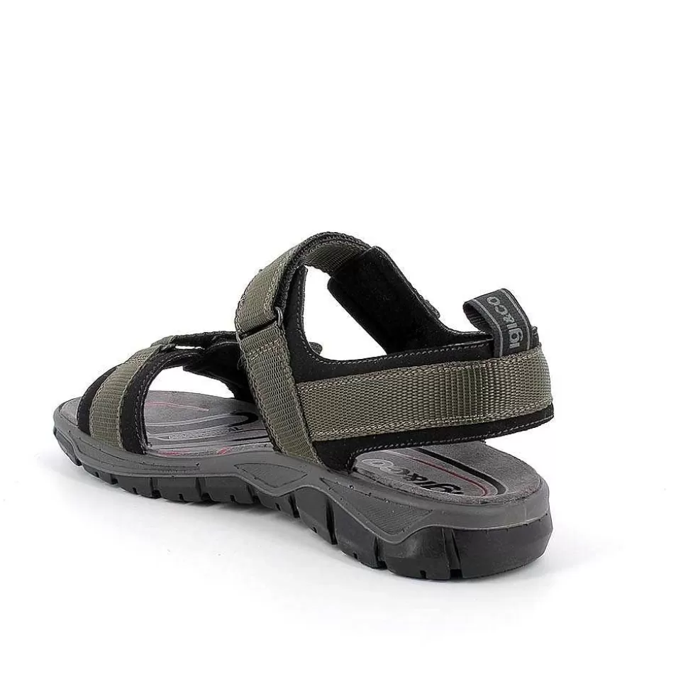 Military Green-Black Men'S Sandals-Igi&Co Shop