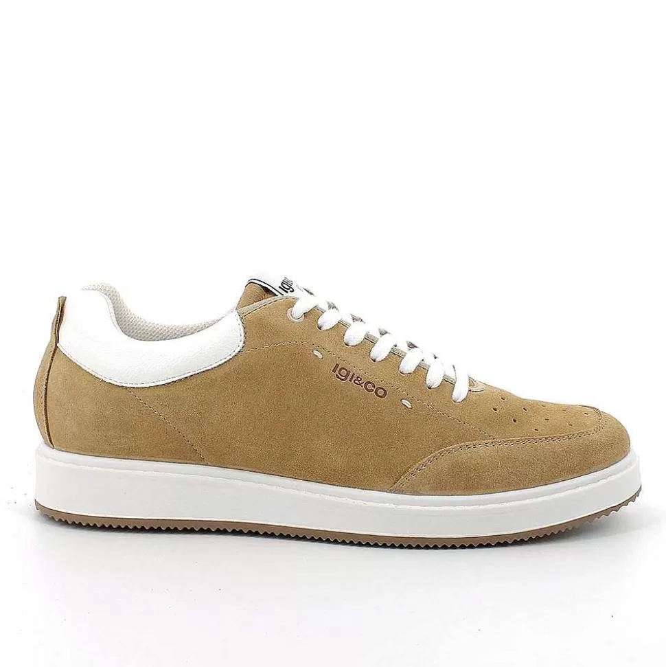 Mustard Men'S Leather Sneakers-Igi&Co Clearance