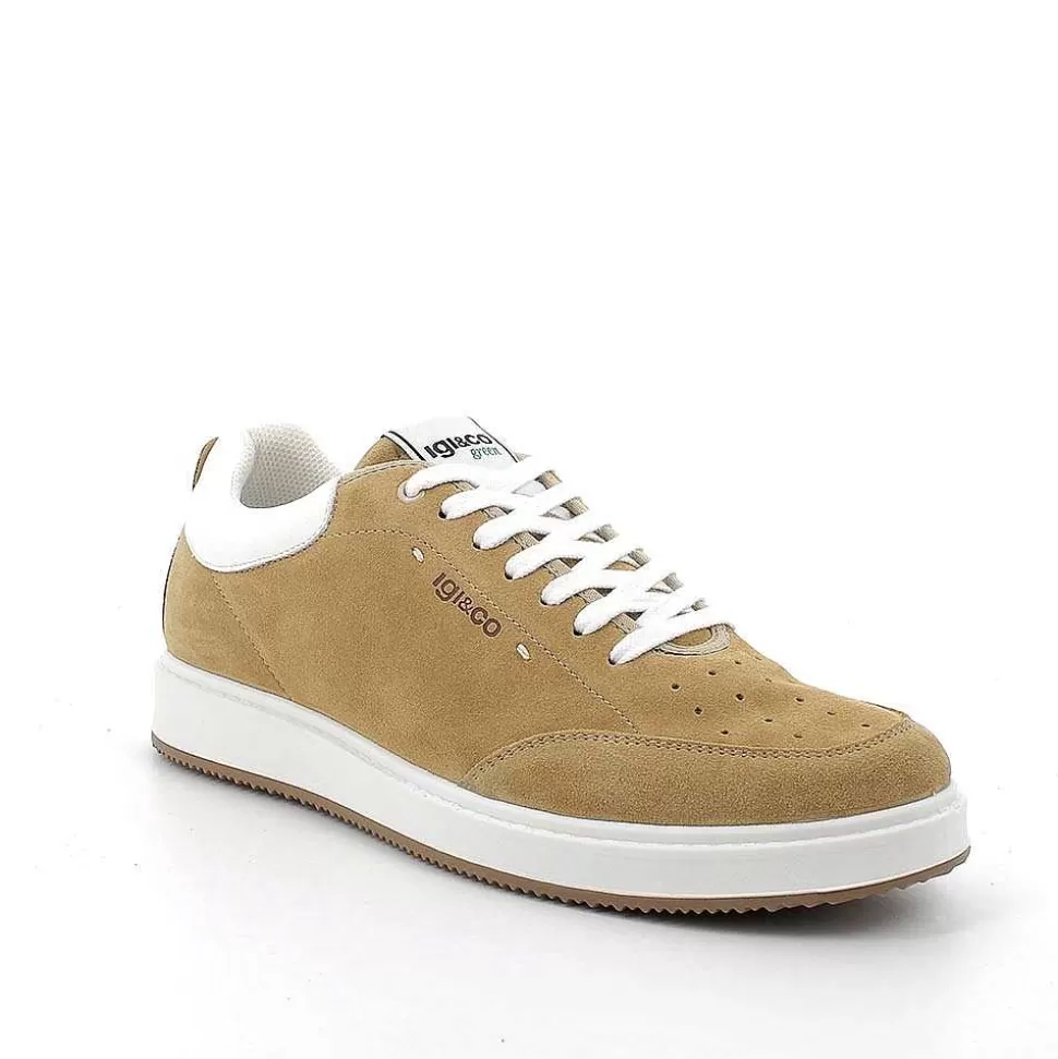 Mustard Men'S Leather Sneakers-Igi&Co Clearance